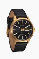 Nixon Sentry Solar Leather A1347-510 All Gold/ Black