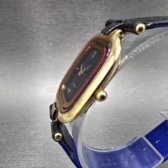 Paolo Gucci Watch Men 25mm Black Dial Gold Tone Red Blue New Battery NOS VTG