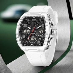 Men Sport Watch Rectangle Quartz Digital & Analog Date Waterproof Boy Wristwatch