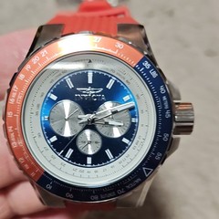 Invicta Aviator Quartz Chronograph Men’s Watch Blue Dial Red Silicone 50mm