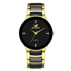 Mens Business Watch Black Dial Steel Quartz Wristwatch Luxury Sleek Dress