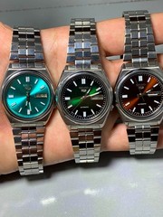 Vintage Seiko 5 Automatic Lot of 3 Tiffany Blue Maroon Green Dial Watches