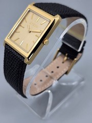 BREDA Virgil Gold Tone Tank Watch Black Leather Strap Unworn Minimalist Design