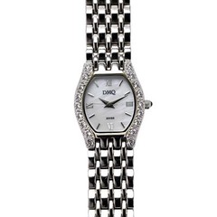 DMQ Swiss Ladies Wrist Watch Diamond Bezel Tank 1990s Vintage