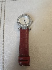 Adrienne Club A Womens Watch ADR052 Silver Tone Red Leather Band See Comments