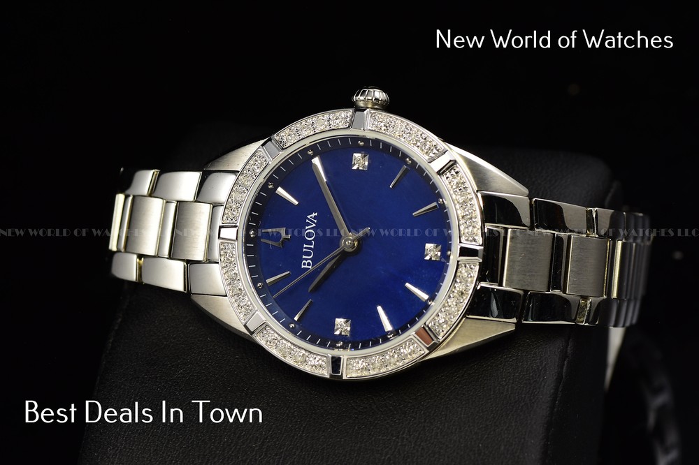 Bulova 96R243 Women’s Diamond Accented Stainless Steel Blue Dial Quartz Watch