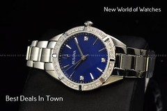 Bulova 96R243 Women’s Diamond Accented Stainless Steel Blue Dial Quartz Watch