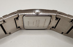 GUESS G86091L Ladies Cuff Watch – Silver Tone with Baguette Crystals Japan Movt