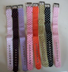 WOMEN’S COLORED STRIPE OR POLKA DOT 8 PIECES FABRIC BAND FOR WATCH OR OTHER USE