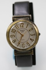 Brieux el Fils Watch Men Gold Antiqued Stainless St Leather Black White Quartz