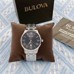 New Bulova Classic Quartz Stainless Steel Men’s Watch Grey Dial 40mm/96B261