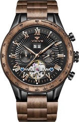 Natural Walnut Automatic Men’s Wooden Watch Date Day Multifunctional Automatic B
