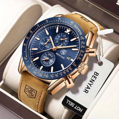 BENYAR Men’s Quartz Watch Leather Luminous Waterproof Multifunction Gift Box