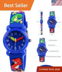 Kids Analog Watch with 3D Dinosaur Design – Soft Silicone & Waterproof