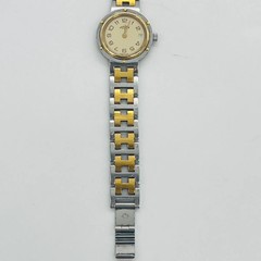 HERMES Clipper 517264 QZ Silver x Gold Ivory Dial Battery