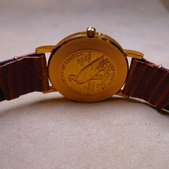 Corum 18K Watch 5 Dollars Indian Head Coin 1915. Brown Leather Strap, Case 31mm