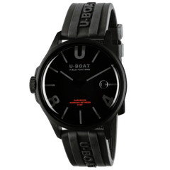New U-Boat DARKMOON 44MM BK BLACK CURVED PVD Rubber Band Men’s Watch 9544
