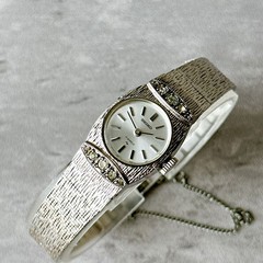 SEIKO 21 7500 17 Jewels Hand Wound Jewelry Watch Silver Diamond Pattern Decorati