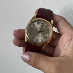 Rolex Day-Date President 1803 36mm 18K Yellow Gold Silver Dial | Vintage | Leath