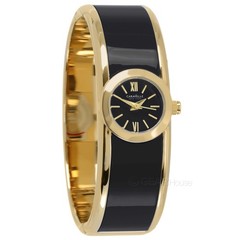Caravelle NY by Bulova Womens Bangle Watch, Black & Gold Band, Round Dial