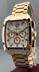 Vintage Men’s Versace Dominus Chrono Quartz White Dial Rose-Gold Plated Watch