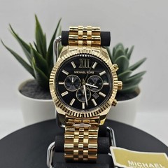Michael Kors MK8286 Lexington Men’s Watch Gold Bracelet Black Dial Gold Case