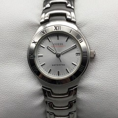 Guess Waterpro Womens Watch 24mm Silver Tone Steel Bracelet Date New Battery 6″