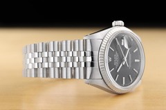 ROLEX DATEJUST 16234 18K WHITE GOLD STAINLESS STEEL JUBILEE BLACK DIAL WATCH
