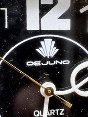 Dejuno Quartz Wristwatch Black Dial & Band Music Note Hand Needs Battery Vintage