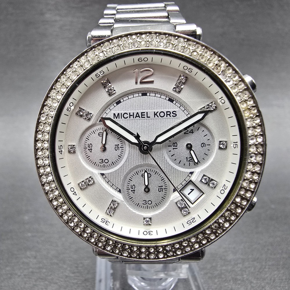 Michael Kors Parker Watch Women 39mm Silver Dial Silver Tone MK-5353 New Battery