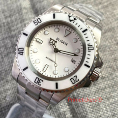 BLIGER 43mm Men’s Automatic Watch NH35A PT5000 Rotating Bezel White Dial Date