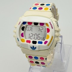 Unisex ADIDAS White & Multicolor Rubber Modern Digital Sport Watch, 53mm ADH6133