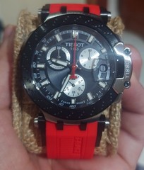 TISSOT T-Race Chronograph Quartz Black Dial Red Band Men’s Watch T1154172705100