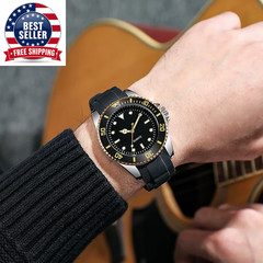40Mm Quartz Analog Watch with Quartz Movement No Logo Rotating Bezel Rubber Stra