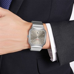SKMEI Men Square Watch Steel Business Male Watch Date Week Display Wristwatch