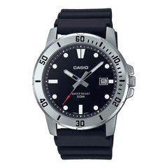 Casio MTP-VD01-1EV Men’s Enticer Black Resin Band Black Dial Casual Sporty Watch