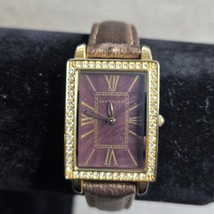 Anne Klein Women’s Watch Bronze Dial Gold Tone Crystal Bezel AK/1050 Brown Works