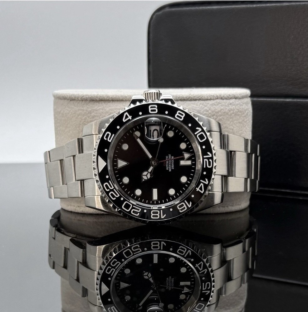 Custom 40mm Black GMT Style Mod Watch Oyster Band w/ NH34 Automatic
