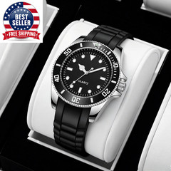 40Mm Quartz Analog Watch with Quartz Movement No Logo Rotating Bezel Rubber Stra