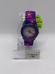 Timex Kids Watch Purple Floral Elastic Fabric Easy Read Analog 29mm. FREE SHIP