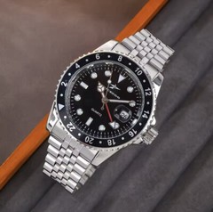 2024 Ricecgo 42mm Black GMT Stainless Quartz MensWatch – Luxury Jubilee Luminous