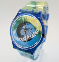 Swatch Rund um die Uhr GZ153 UNESCO Skeleton Clear Analog Watch Used