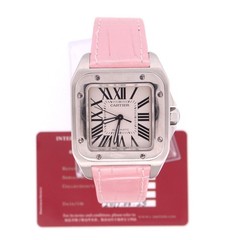 Cartier 2878 “Midi” Santos 100 33mm Stainless Steel Original Pink Strap & Clasp