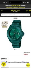 Invicta Pro Diver Automatic Men’s Watch 47MM GREEN – 38318 WITHOUT BOX