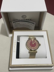 Versace Women’s Swiss Greca Gold Ion Plated Stainless Steel Mesh Bracelet 35mm