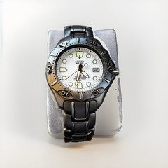 Citizen Eco-Drive Solar-Tech 180 Two-Tone Titanium Diver 200m Watch – Runs Great