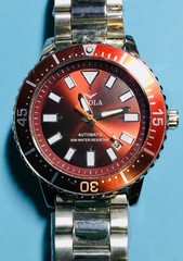 ONOLA RED DIAL 42MM DIVER AUTOMATIC QR STAINLESS STEEL BRACELET & SILICONE BAND!