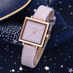 Simple Minimalist Wrist Watch for Woman Lady Girl Fashion Pu Leather Band Quartz