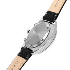 Seiko Chronograph Men’s Champagne Dial Tachymeter Black Leather Watch SSB383