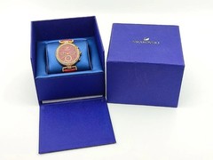Swarovski 5416701 Era Journey Crystal Rose Gold Dial Red Leather Strap Watch NWT